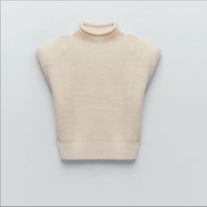 Zara Shoulder Pad Knit Top Sweater Vest Sleeveless